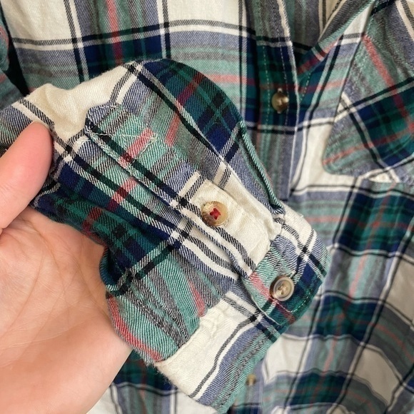 Vintage Women's American Eagle Boyfriend Fit Plaid Flannel Size Green‎ Small - Picture 7 of 7